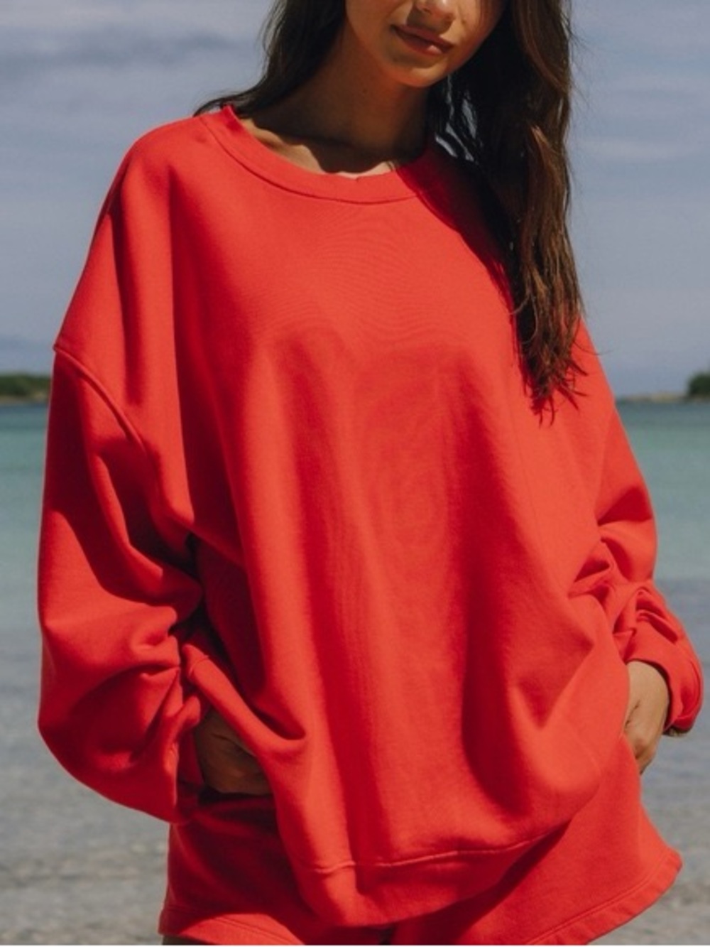 Daily Drills Oversized Crewneck Sweater in Bright Red